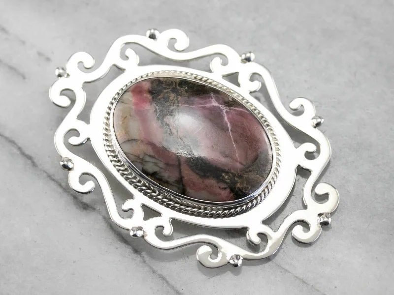 Bold Rhodochrosite Pendant or Brooch