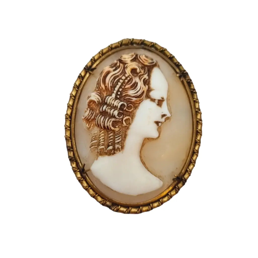 Antique cameo brooch, carved shell pendant for gifting.