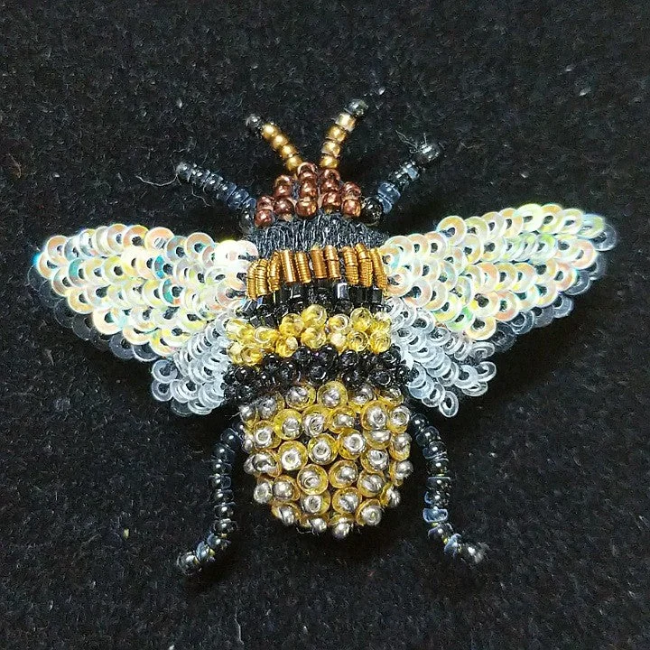 HAND EMBROIDERED HONEYBEE BROOCH