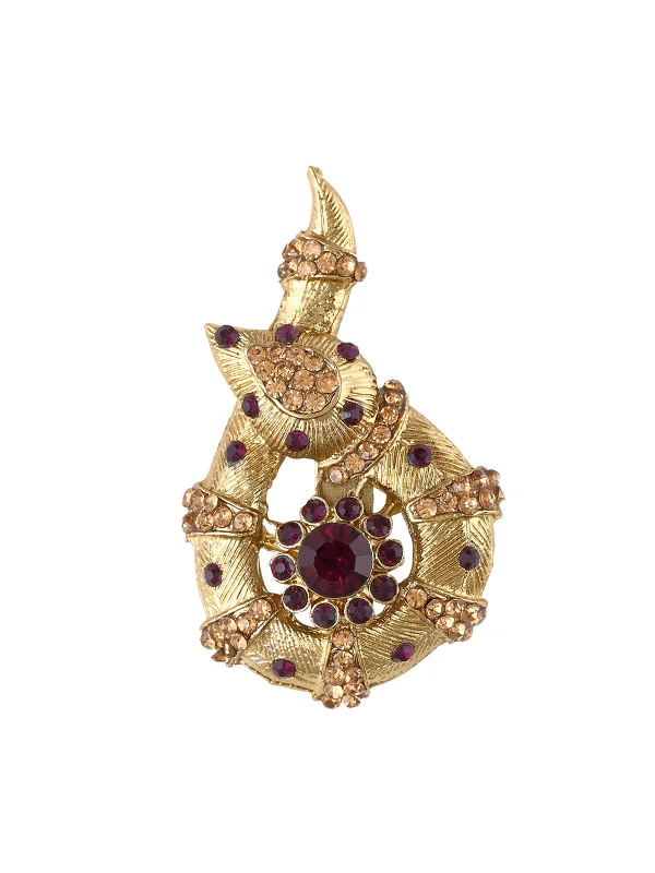 Unique Serpent Design Ethnic Diamond Golden Brooch