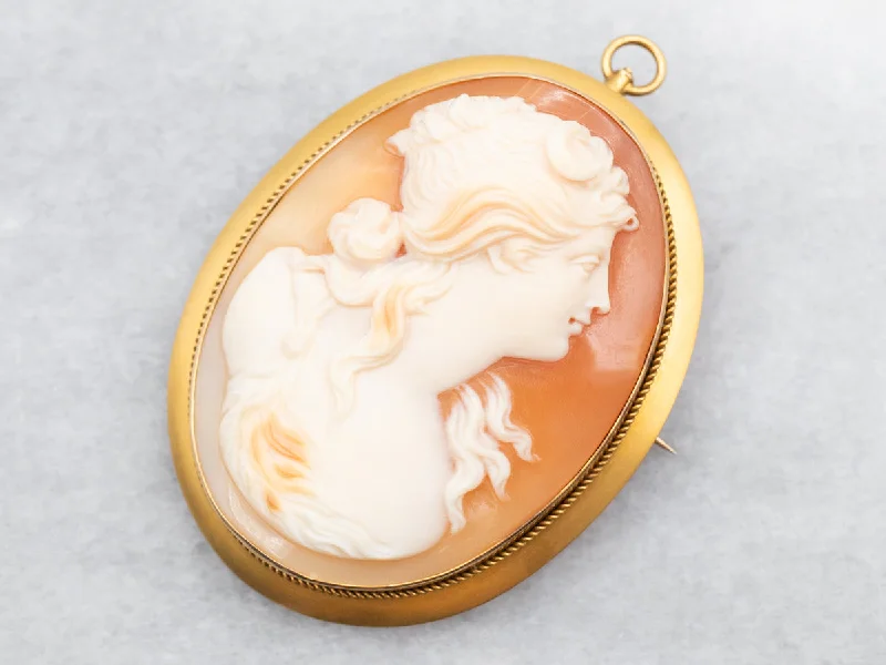 Yellow Gold Cameo Brooch or Pendant