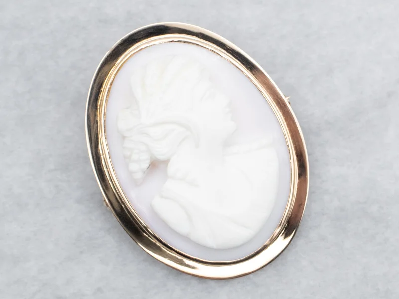 Vintage Cameo Brooch with Simple Frame